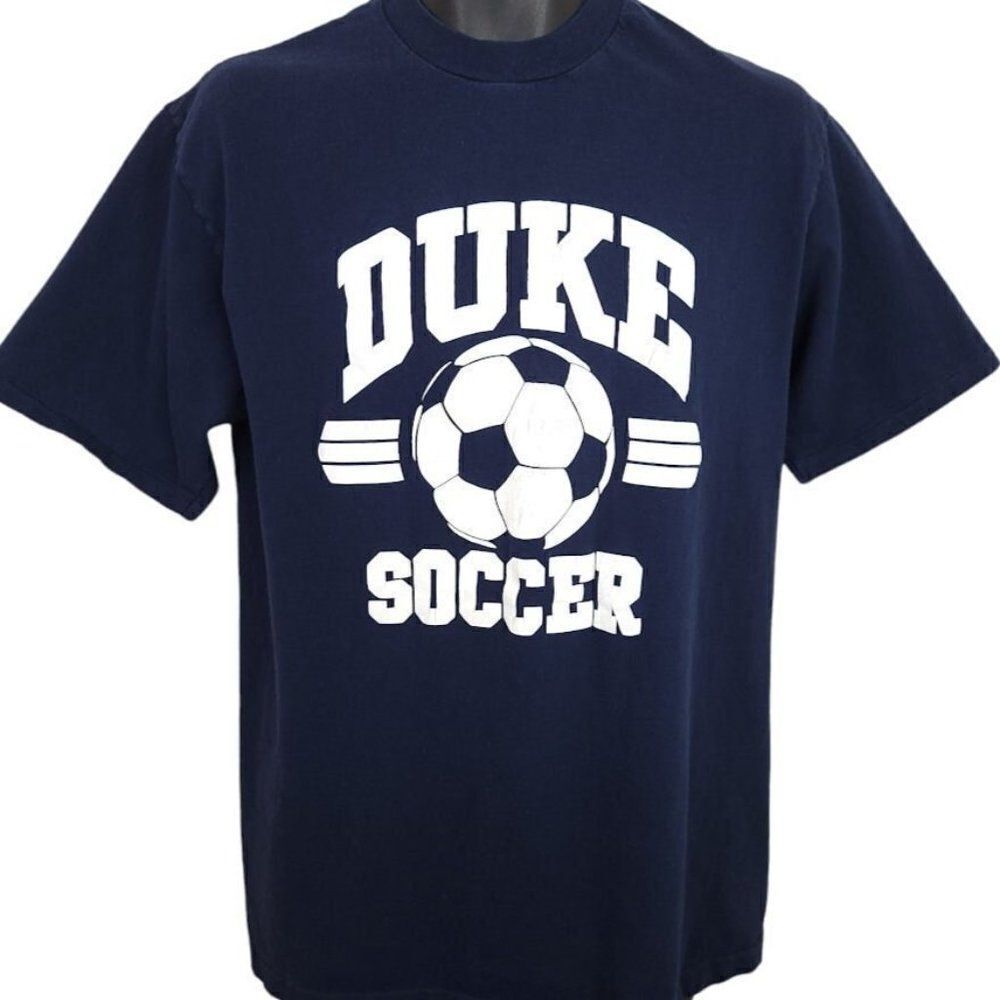 Duke Blue Devils Soccer T Shirt Vintage 90s NCAA University Made In USA Mens